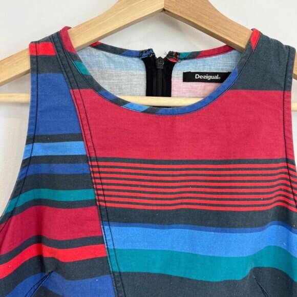 Desigual Women 38 Tammy Bright Vibrant Retro Jersey Knee Length Sleeveless Dress - Picture 12 of 16